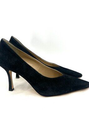 Ann Taylor Black Suede Pointed Toe Heels Women's 8 M